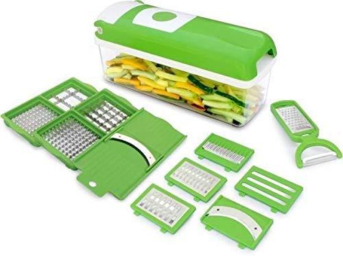 Multifunctional 12-in-1 Nicer Dicer, Vegetable Chopper, and Drain Basket Set