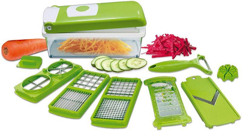 Multifunctional 12-in-1 Nicer Dicer, Vegetable Chopper, and Drain Basket Set