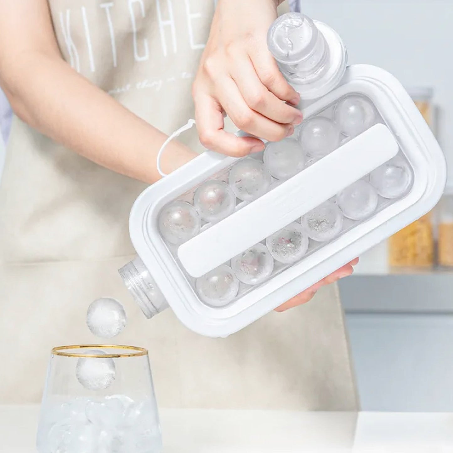 Foldable Ice Tray with Lid, 2-in-1 Ice Ball Maker