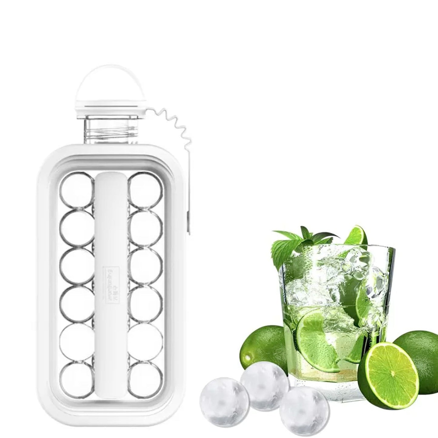 Foldable Ice Tray with Lid, 2-in-1 Ice Ball Maker